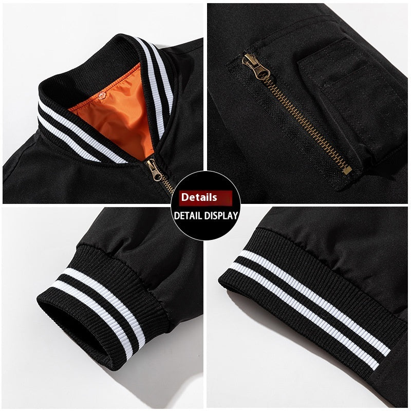 American Street Fashion Hooded Jacket Solid Color Printing Embroidered Baseball Uniform