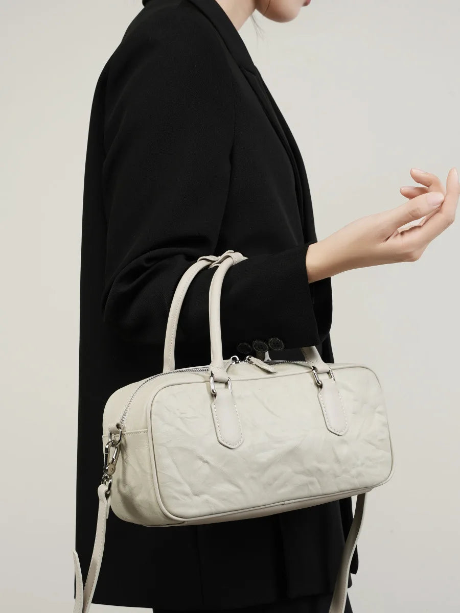 Bolso de mano vintage de lujo de piel auténtica para mujer