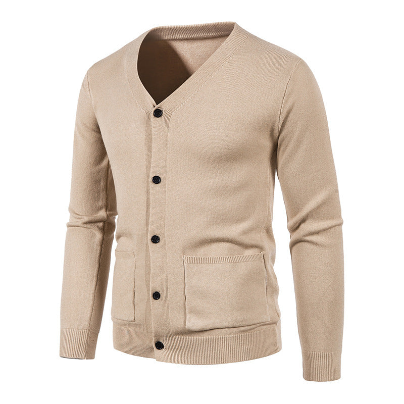 Chaqueta tipo suéter de color liso para hombre, informal, de moda europea y americana