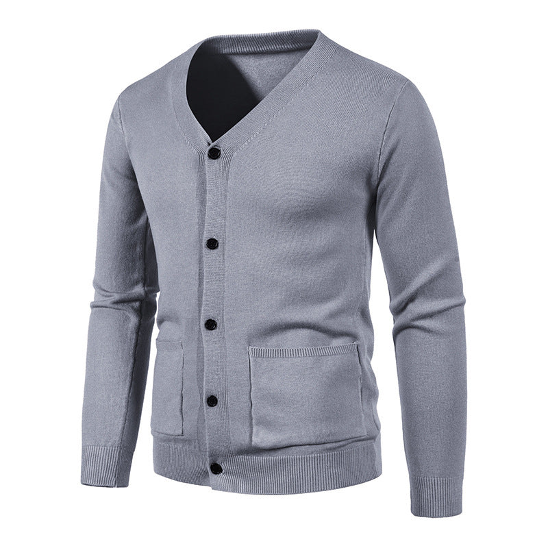 Chaqueta tipo suéter de color liso para hombre, informal, de moda europea y americana