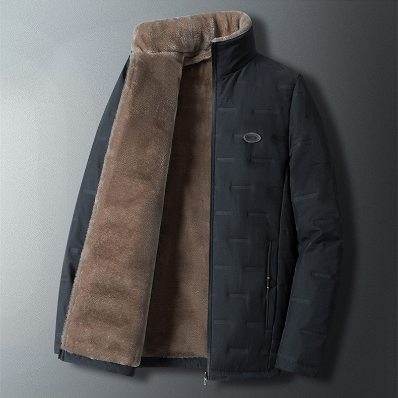 Chaqueta de lana de cordero cálida y suelta para hombre