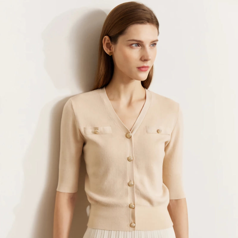 Elegante Strickjacke mit V-Ausschnitt