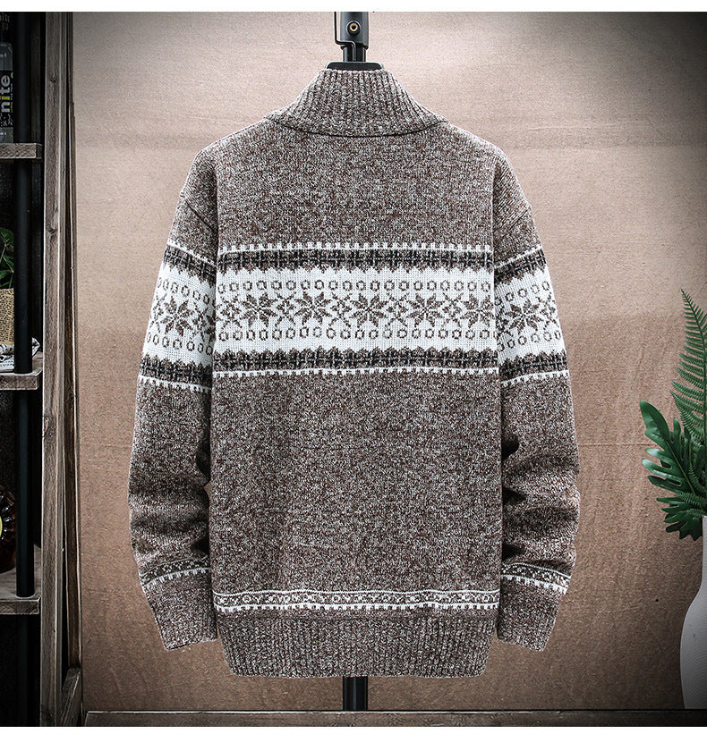 Chaqueta tipo cárdigan con cuello alto y estampado para hombre, para usar en el exterior y mantenerse abrigado y suelto