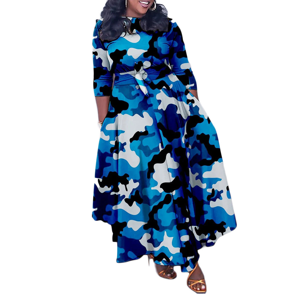 Damenmode mit Schnürung und Aufdruck in Übergröße, europäisches und amerikanisches Kleid