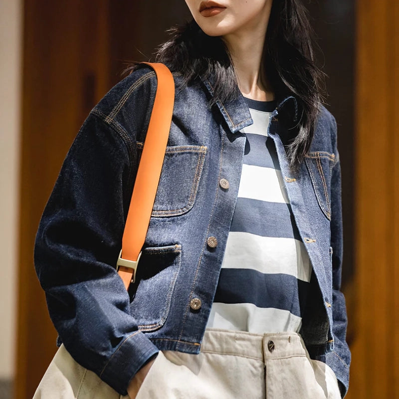 Chaqueta vaquera vintage azul oscuro