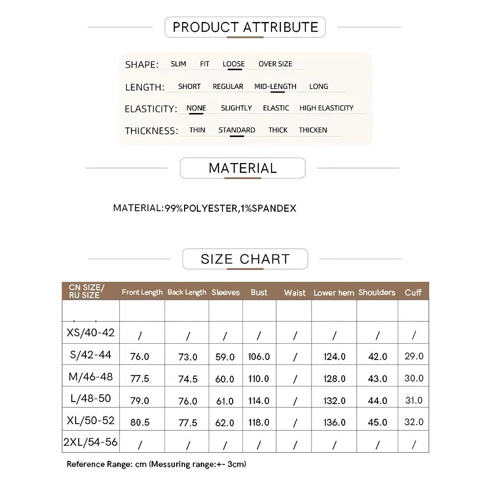 Elegante blazer cruzado de otoño con cuello con muescas