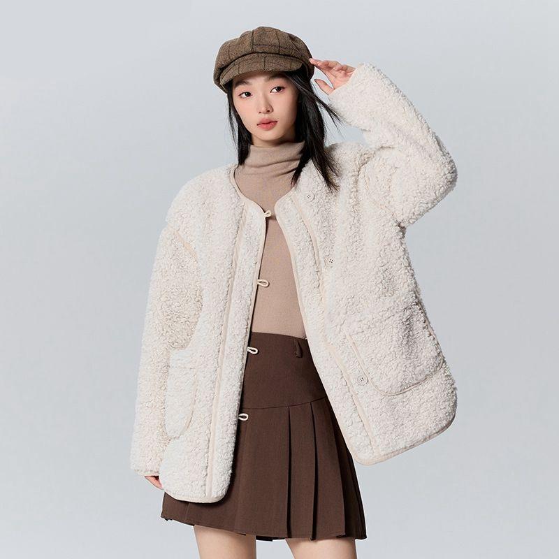Mittellange Plüschjacke für Damen
