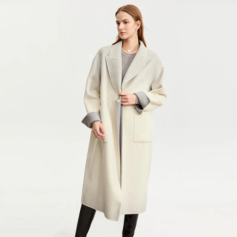 Eleganter Wollmantel mit Farbverlauf für Damen