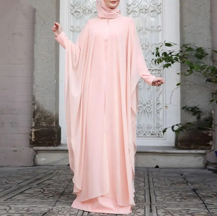 Lockeres Retro-Freizeitkleid in Übergröße mit Rundhalsausschnitt