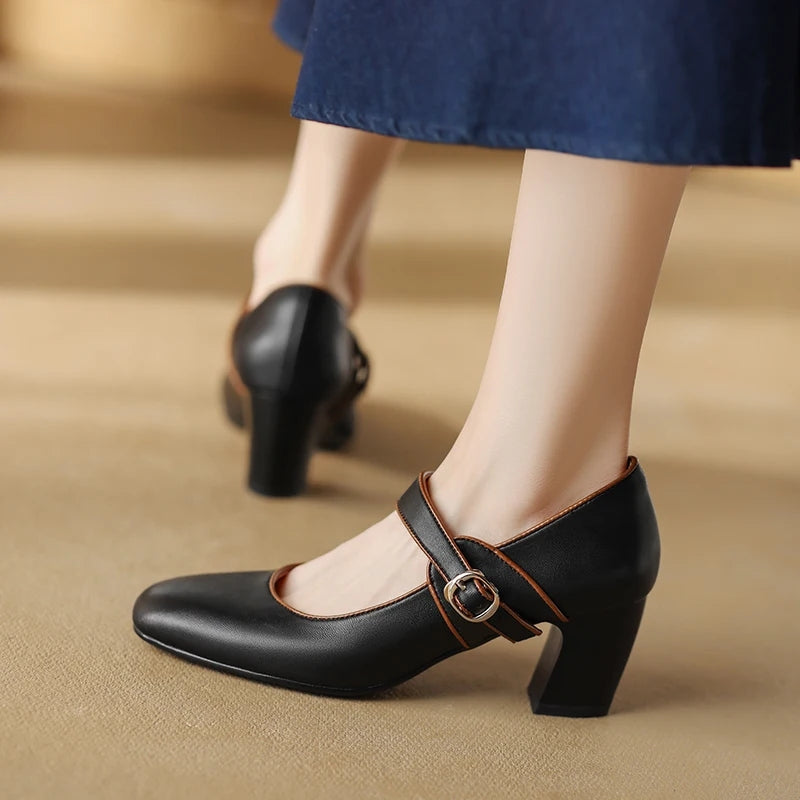 Elegante Mary Jane Heels aus echtem Leder für Damen