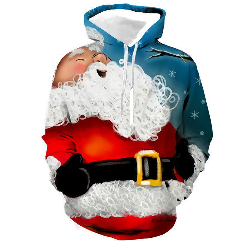 Sudadera con capucha con estampado digital 3D de elementos navideños