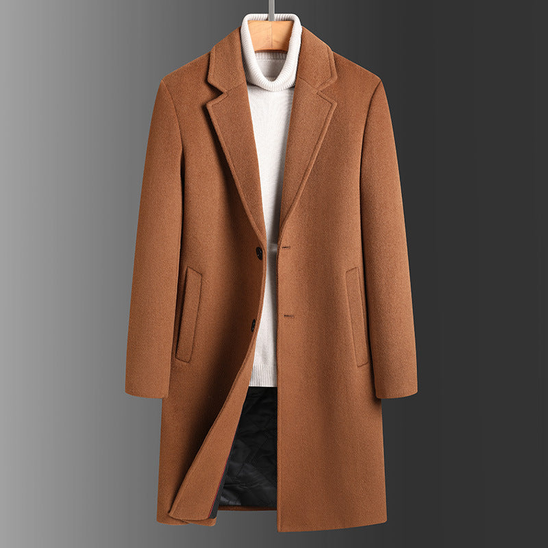 Winter Wolle Herren schlanke lange lässige Trenchcoat dicke warme Jacke