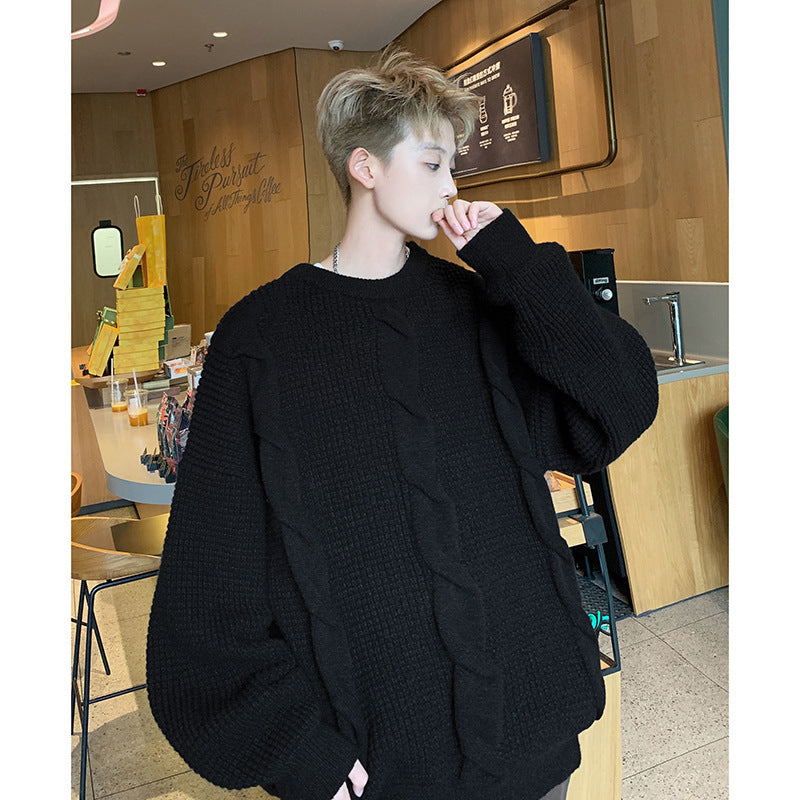 Suéter de cuello redondo para hombre, estilo otoño e invierno, estilo retro americano