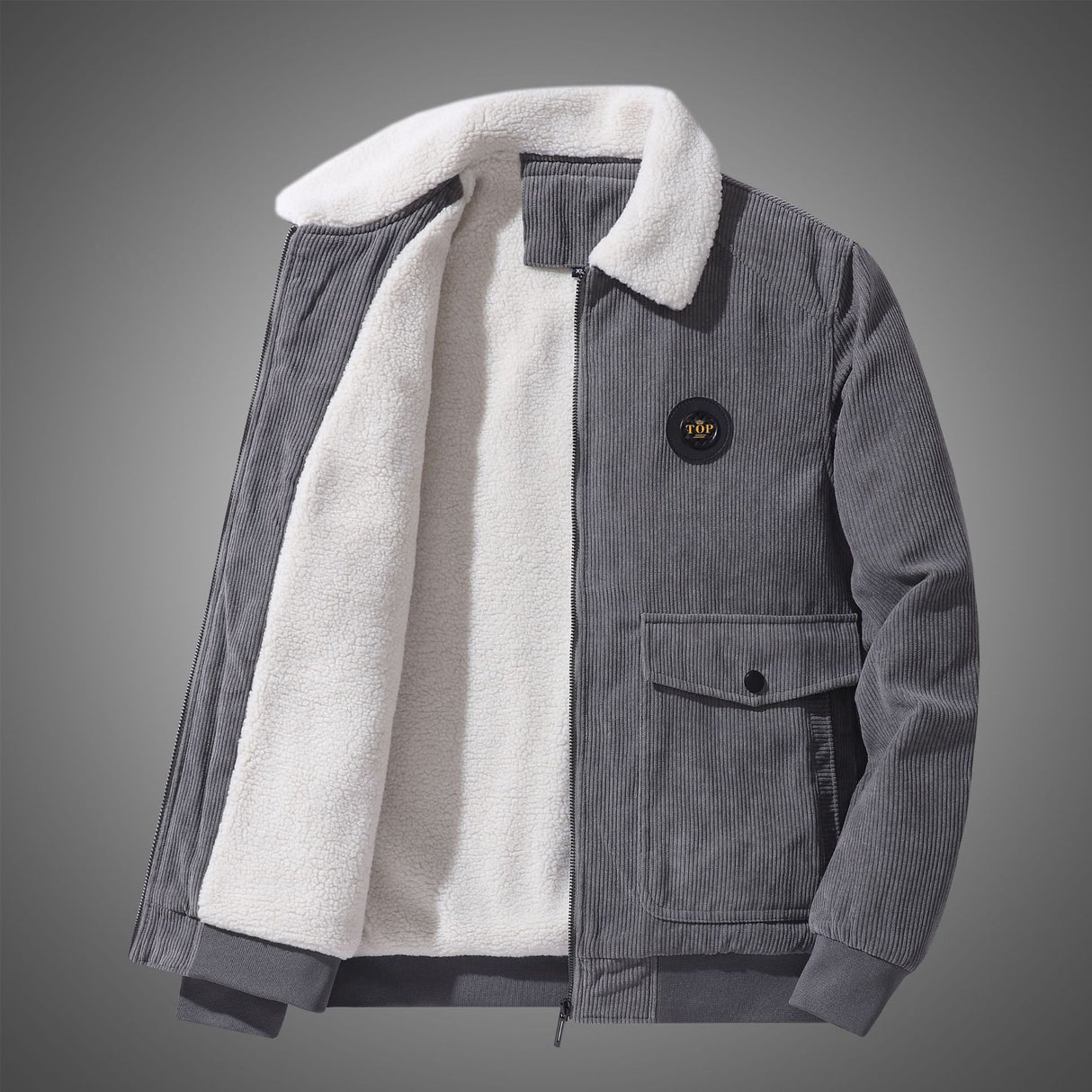 Mittleren alters Lose Casual Tooling Multi-tasche Cord Baumwolle gefütterte Jacke Männer