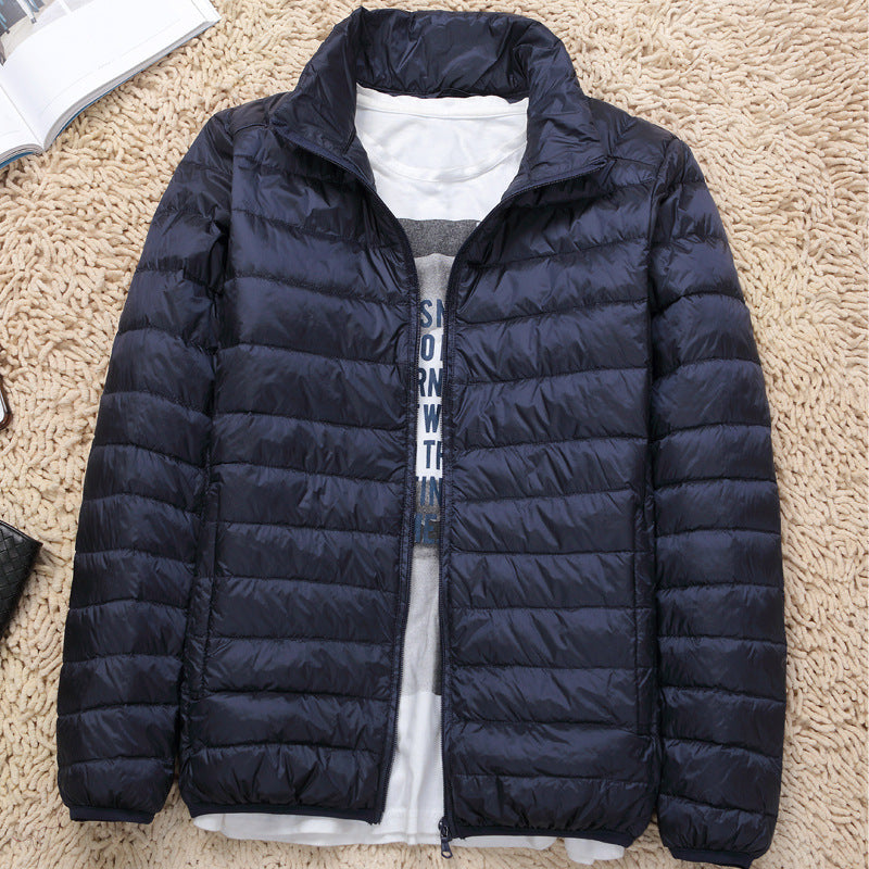 New Lightweight Stand-up Collar Down Jacket Men's Short White Duck Down Warm Fall Winter Coat