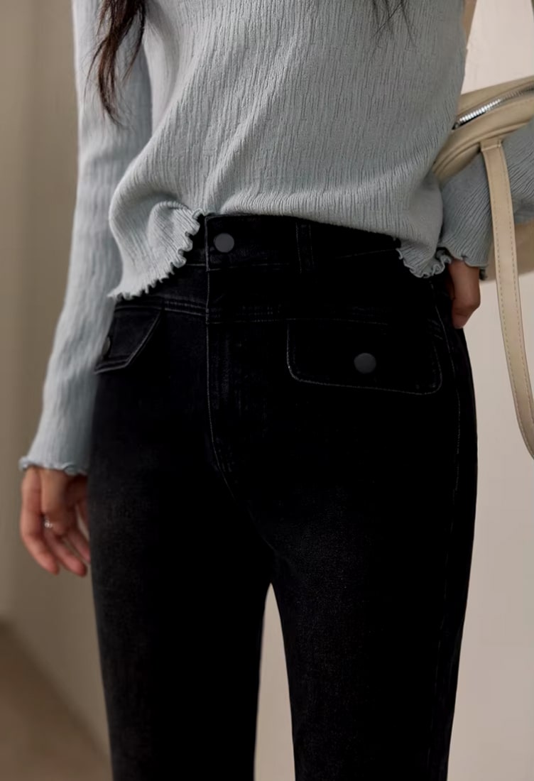 Vintage High Waist Flared Denim Pants for Women