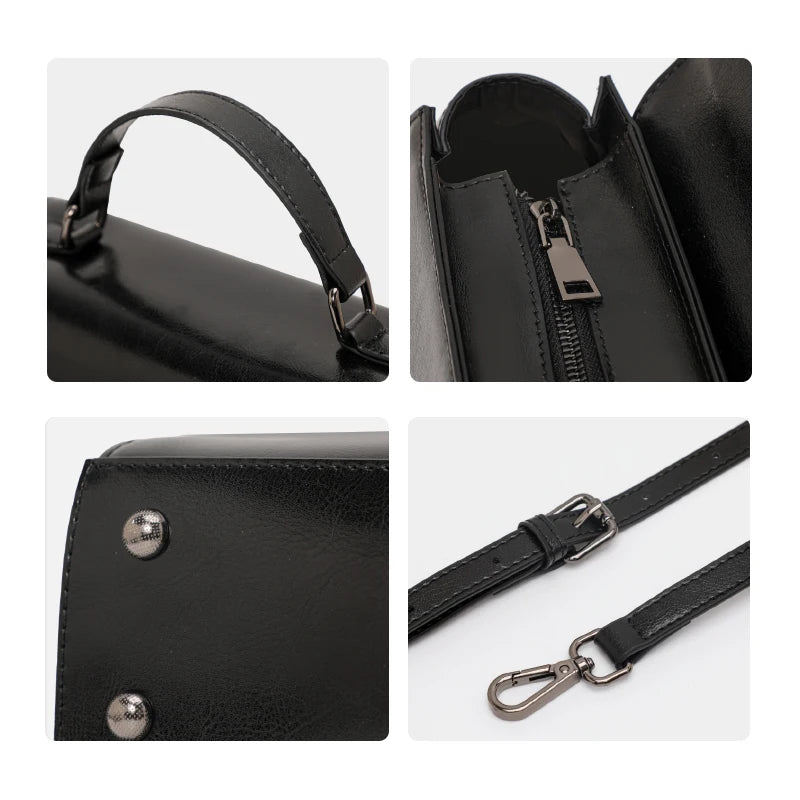 Stilvolle Umhängetasche aus Leder für Damen - Kleine Handtasche aus Rindsleder