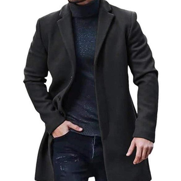 Chaqueta de tweed gruesa de longitud media para hombre