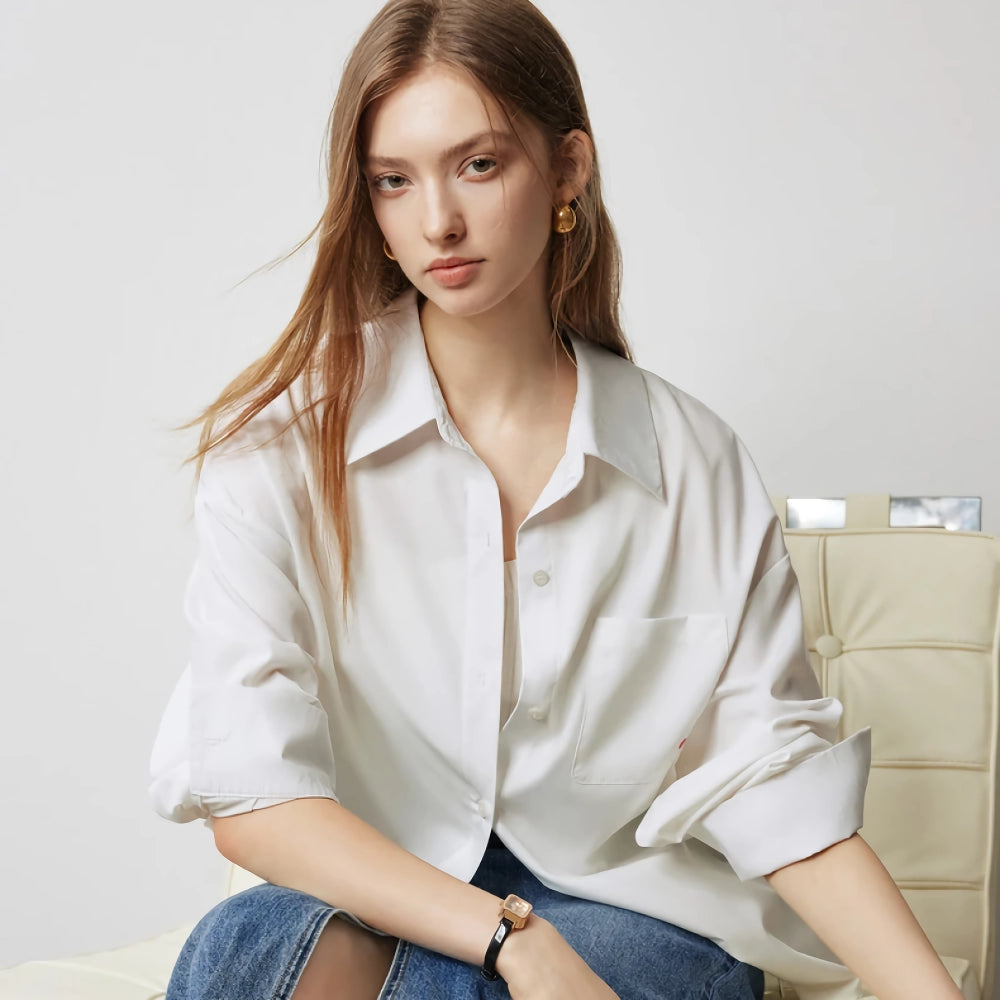 Blusa de manga larga con diseño de giro en la espalda de otoño