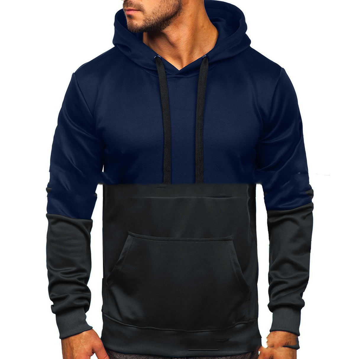 Color Block Hooded Couple Wear Sports Casual Sweater
