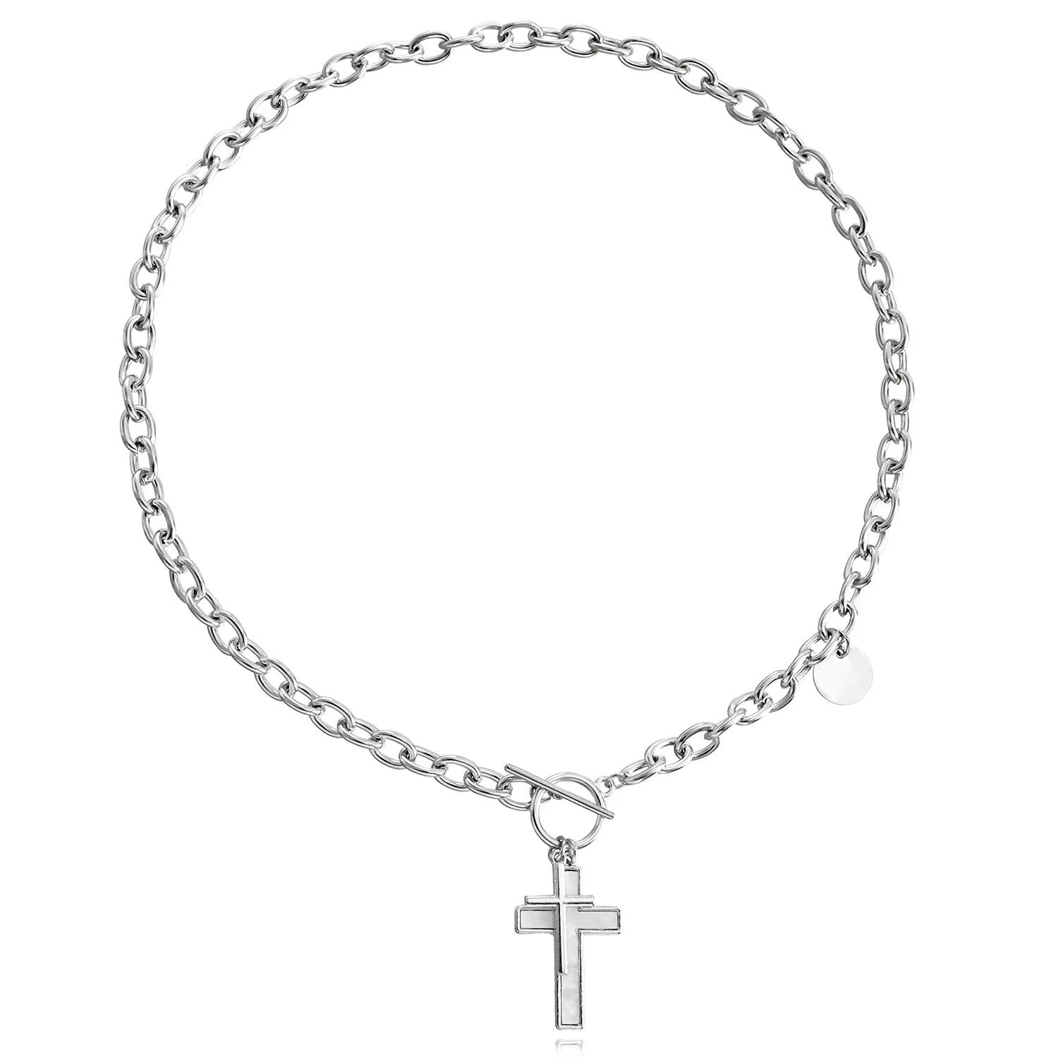 Trendige Halskette mit Kreuz-Herz-Anhänger für Damen – elegantes Pullover-Accessoire