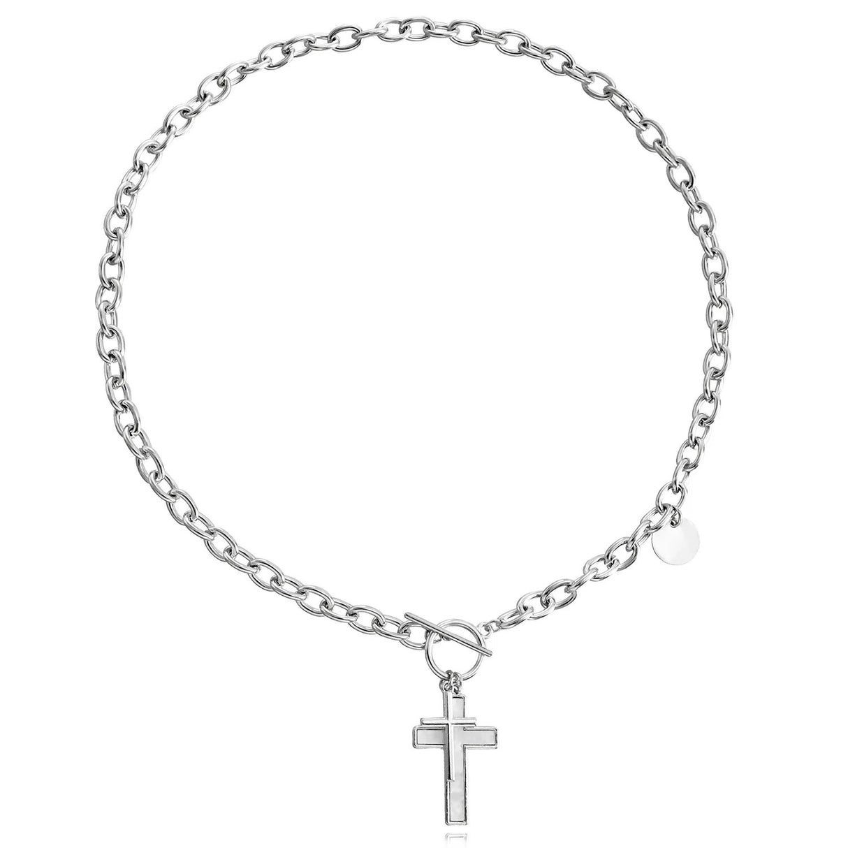Trendige Halskette mit Kreuz-Herz-Anhänger für Damen – elegantes Pullover-Accessoire