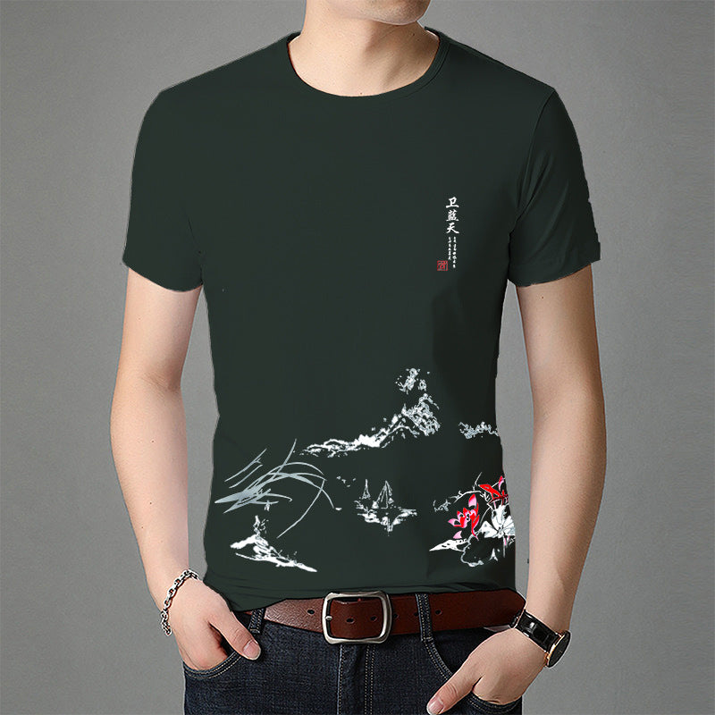 Slim casual short-sleeved cotton men's t-shirt