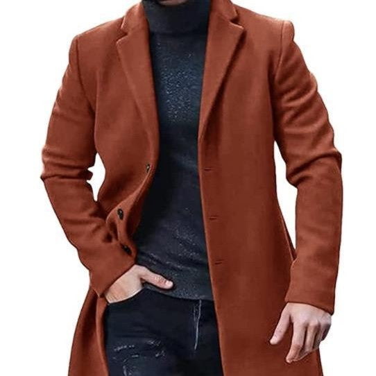 Chaqueta de tweed gruesa de longitud media para hombre
