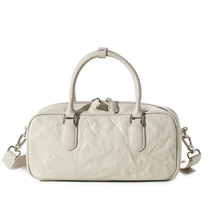 Bolso de mano vintage de lujo de piel auténtica para mujer