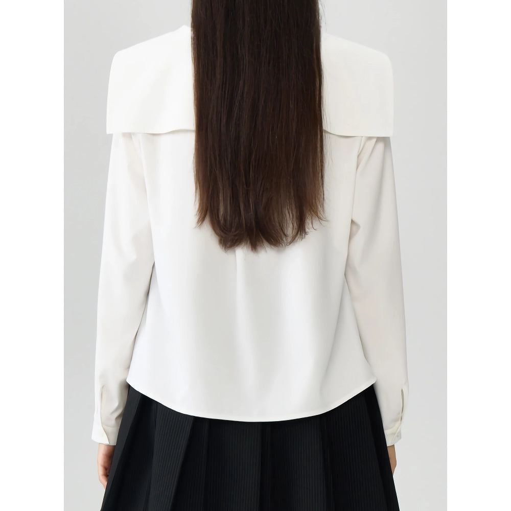 Camisa de gasa con escote en V de otoño