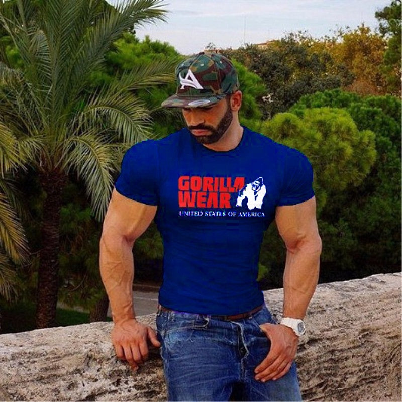 Fashion training crew neck fitness short sleeve