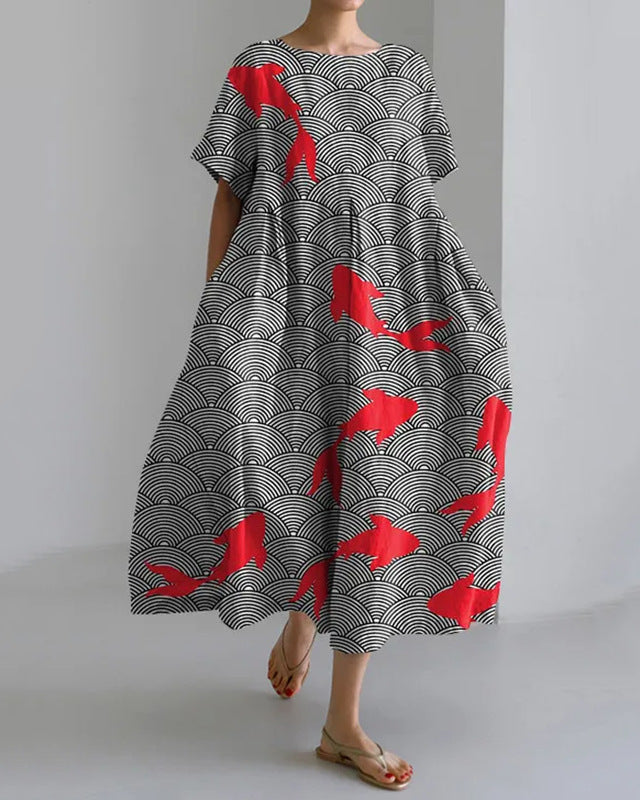 Vestido de mujer de manga corta con escote en V