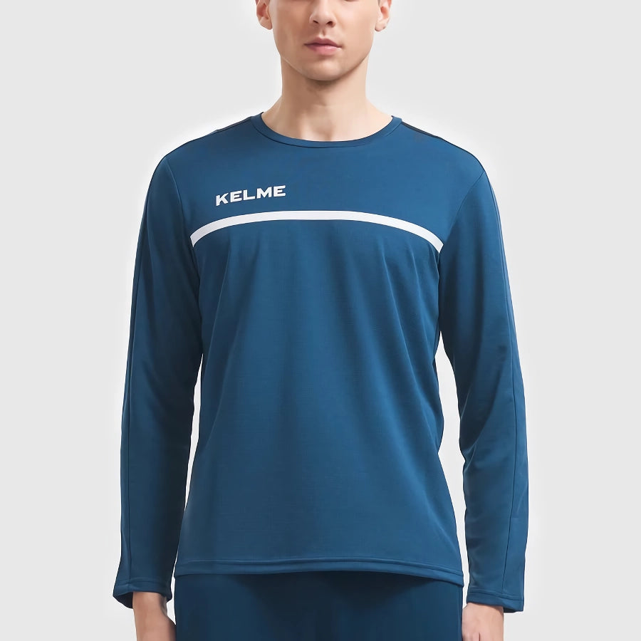 Camiseta de entrenamiento de fútbol de manga larga para hombre: camiseta deportiva transpirable para correr