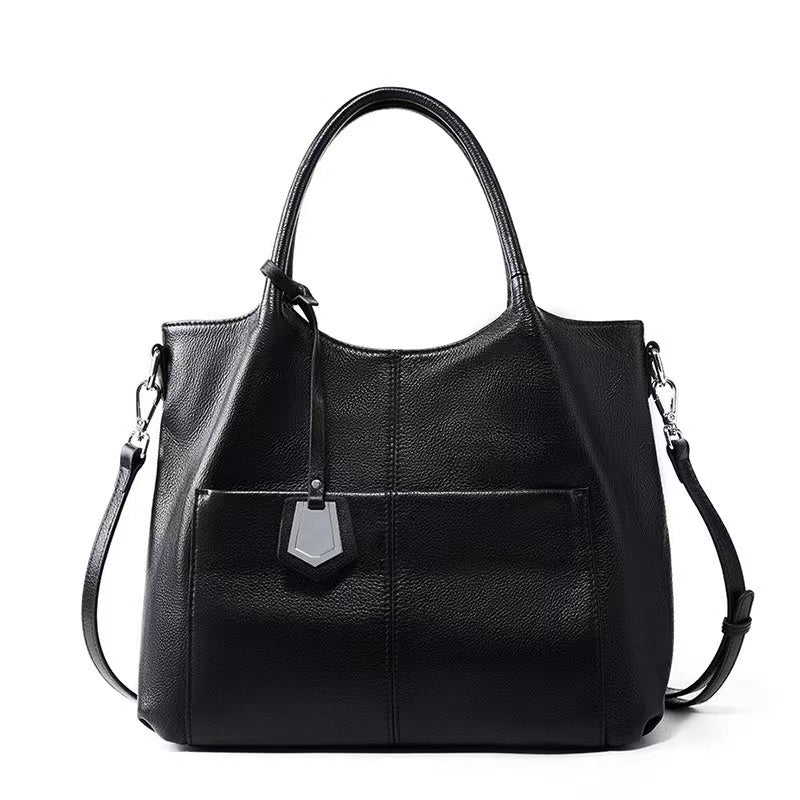 Bolso de mano de piel auténtica de gran capacidad para mujer