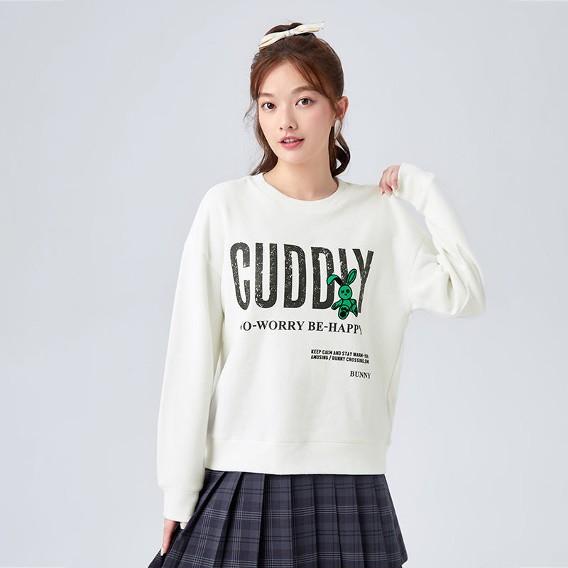 Lockeres Fleece-Sweatshirt mit Distressed-Print