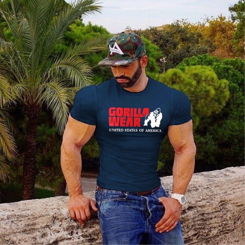 Fashion training crew neck fitness short sleeve