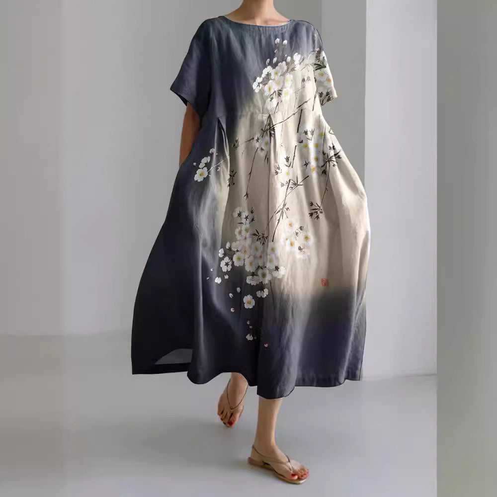 Vestido de mujer de manga corta con escote en V