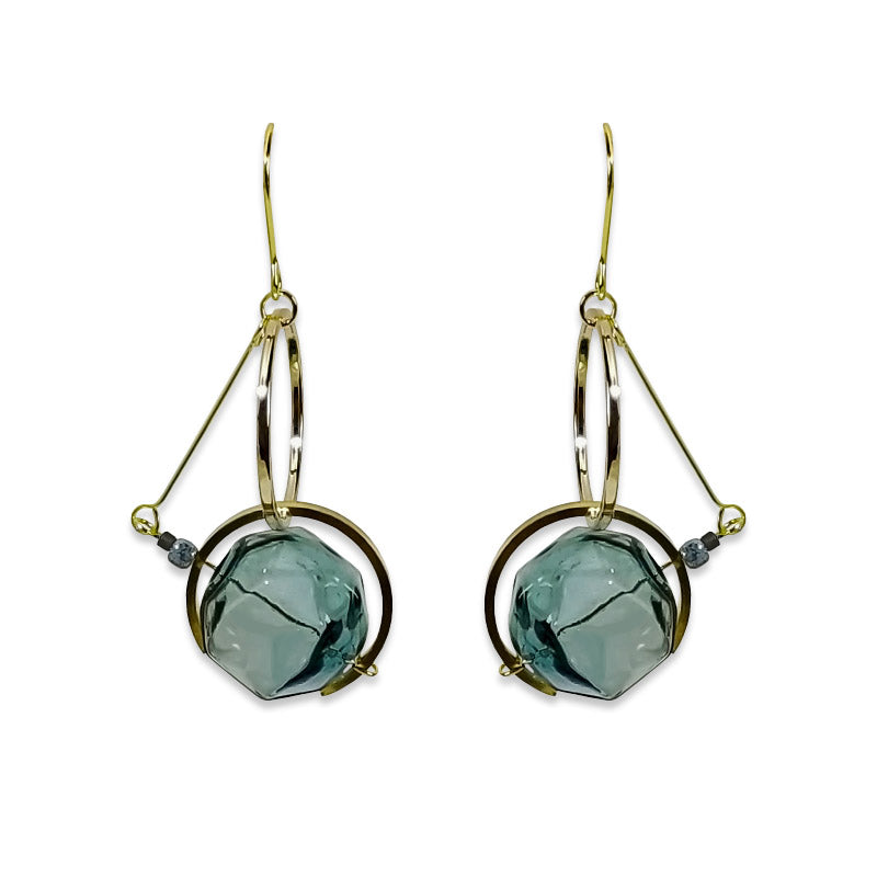 Original Vintage Glass Ball Asymmetrical Hand Made Earrings - Dazpy