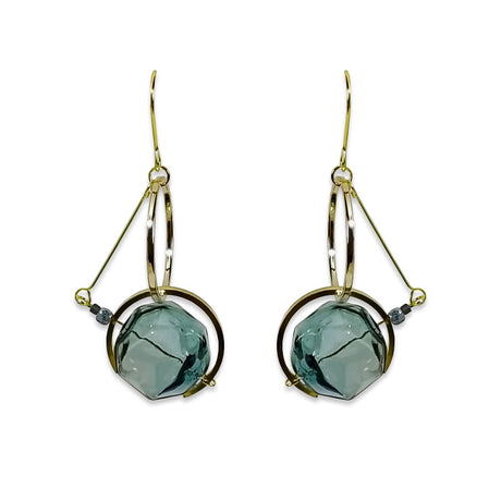 Original Vintage Glass Ball Asymmetrical Hand Made Earrings - Dazpy