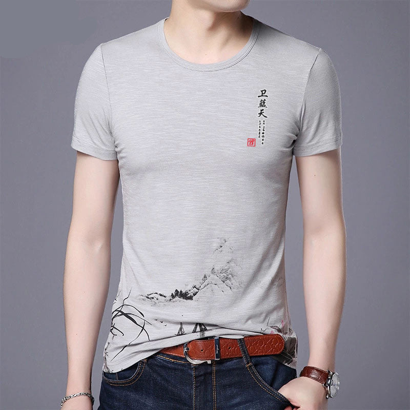 Slim casual short-sleeved cotton men's t-shirt