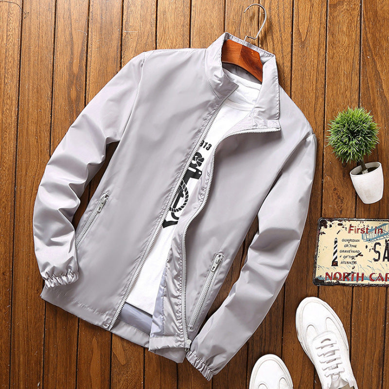 Camisa publicitaria de doble capa, gabardina informal con cremallera y cuello alto, ropa de trabajo