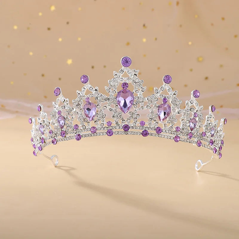 Barockes Braut-Diadem aus Champagner-Kristall in Gold
