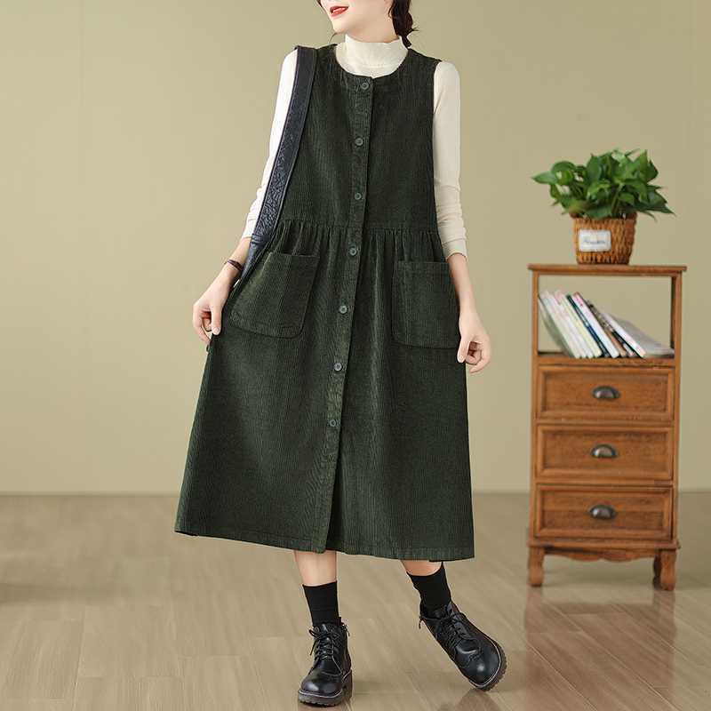Cord Tank Kleid Lose Jugendlicher Look