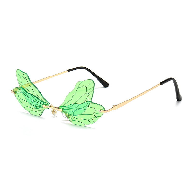 Gafas de sol sin montura con forma de ala de libélula y protección UV400