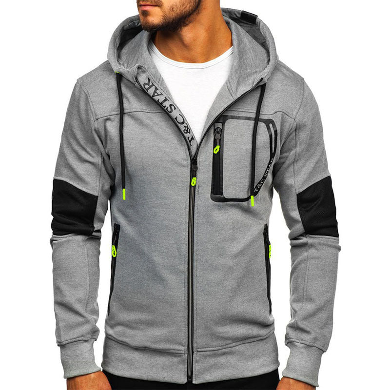 Men's Hooded Stitching Sweater Cardigan Jacket