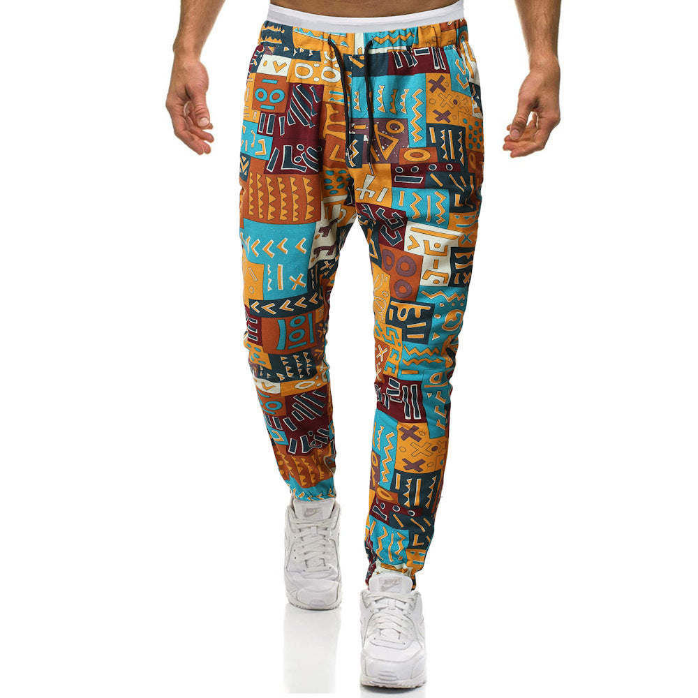 Trendy Retro Ethno Stil Baumwolle und Leinen Große Größen Casual Haremshose