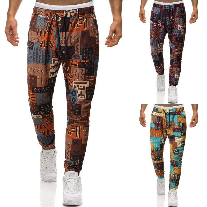 Trendy Retro Ethno Stil Baumwolle und Leinen Große Größen Casual Haremshose