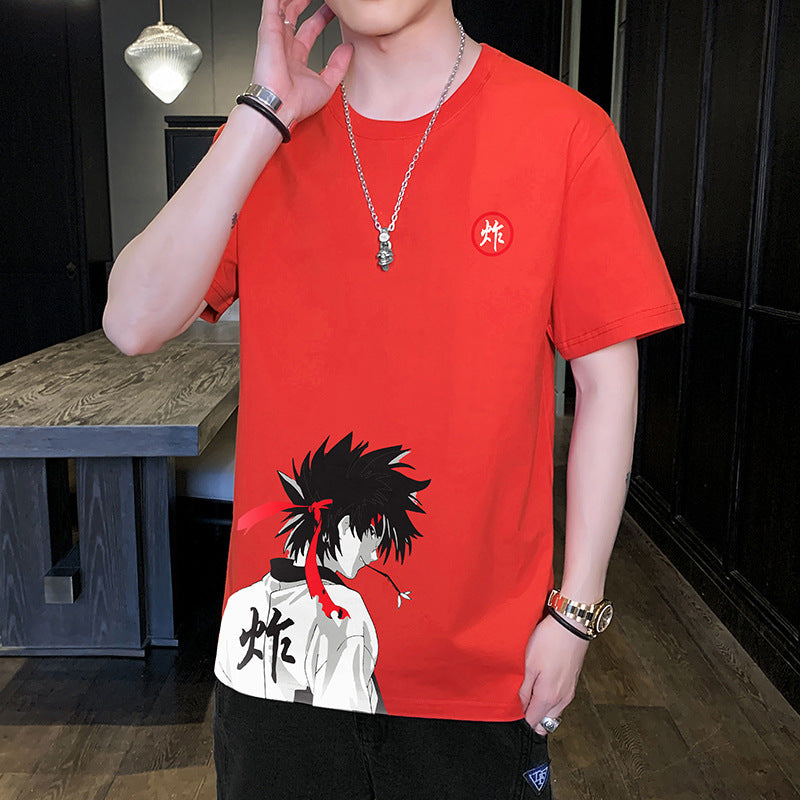 Short-sleeved T-shirt Men's Summer New Trend Hong Kong Style Clothes Tide Brand Half-sleeved