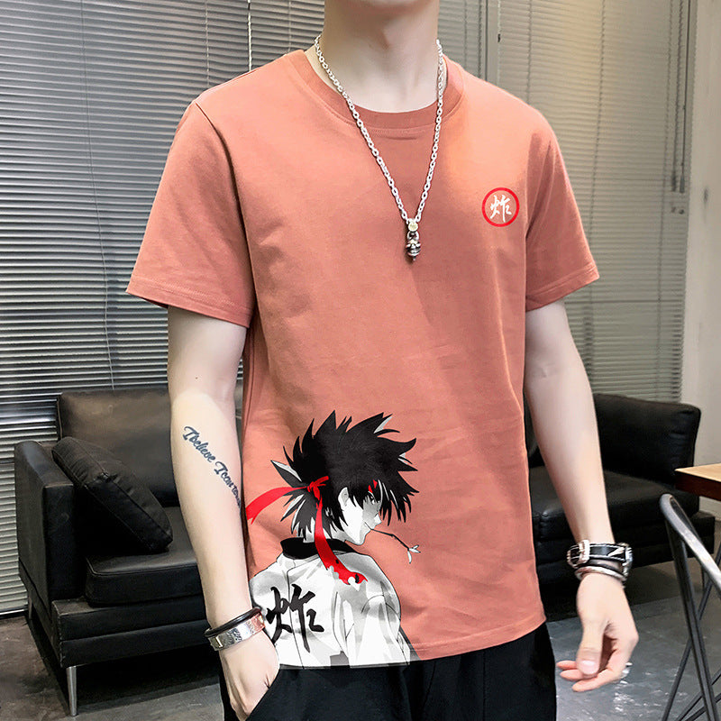 Short-sleeved T-shirt Men's Summer New Trend Hong Kong Style Clothes Tide Brand Half-sleeved