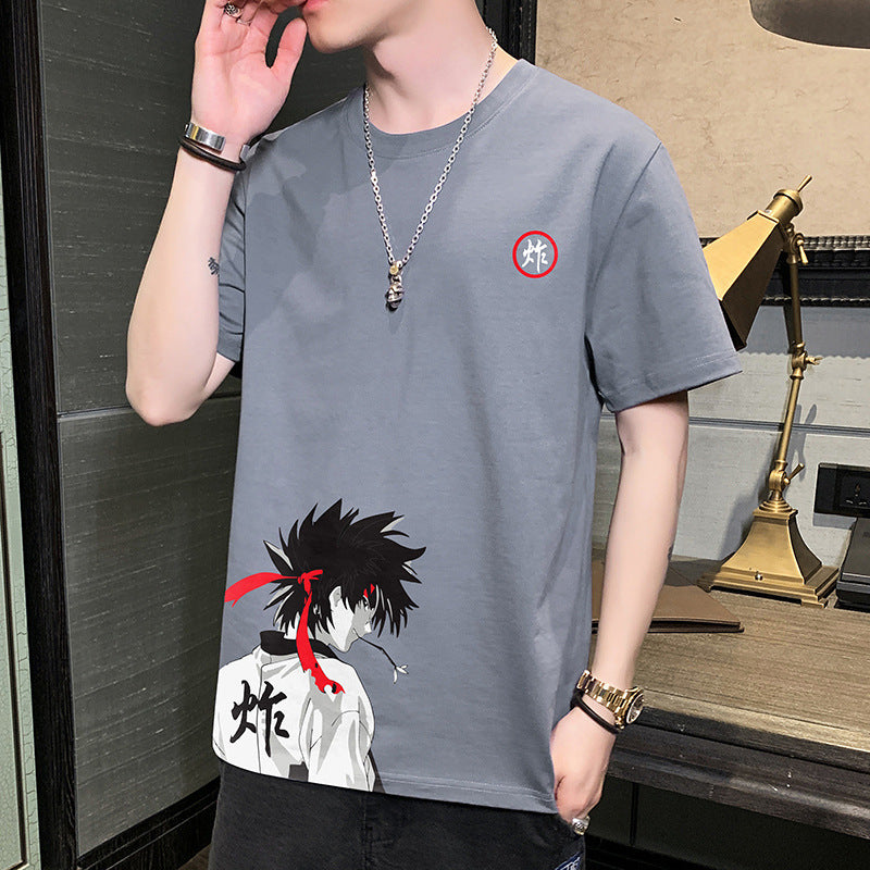 Short-sleeved T-shirt Men's Summer New Trend Hong Kong Style Clothes Tide Brand Half-sleeved